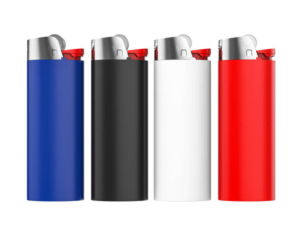 Зажигалки на белом фоне. 3d иллюстрация.