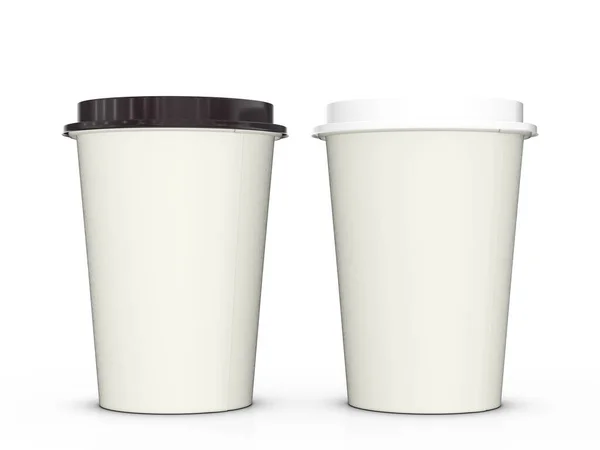 Бумажные Кофейные Чашки Белом Фоне Иллюстрация — стоковое фото