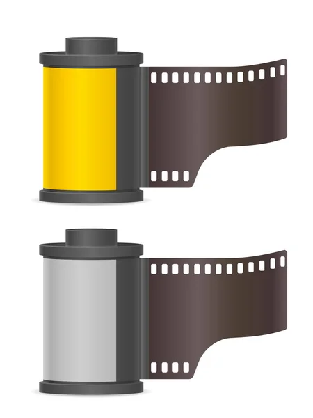 Camera Photo Film Container Set White Background Vector Illustration — Stock Vector