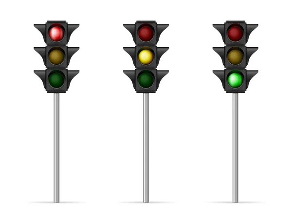 Traffic Light Set White Background Vector Illustration — Stock Vector