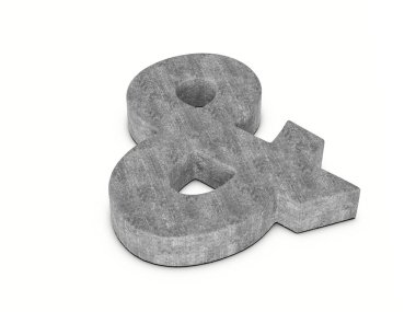 Beyaz arka planda beton amper ve sembol. 3d illüstrasyon.