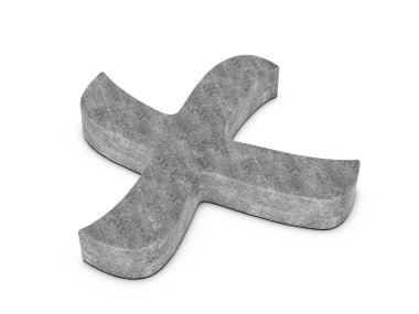 Beton, beyaz arka plandaki sembolü iptal eder. 3d illüstrasyon.