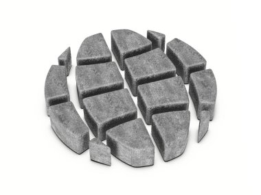 Beyaz arka planda beton küre sembolü. 3d illüstrasyon.