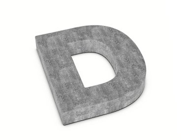 Beyaz arka planda D harfi var. 3d illüstrasyon.