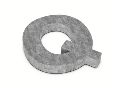 Beyaz arka planda Q harfi var. 3d illüstrasyon.