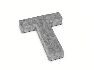 Beyaz arka planda somut T harfi. 3d illüstrasyon.