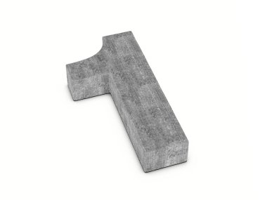 Beyaz arka planda bir numaralı beton. 3d illüstrasyon.