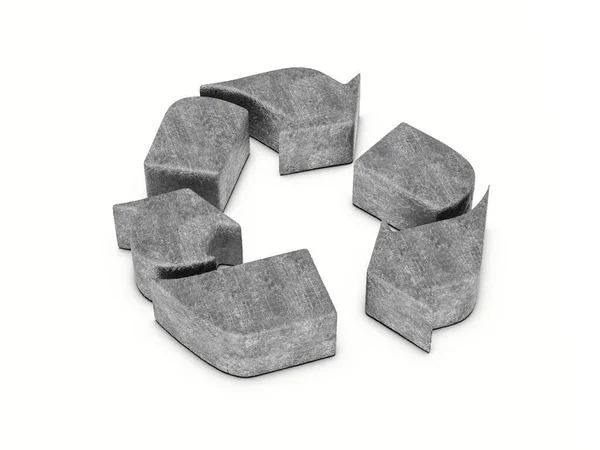 Concrete Recycle Symbol White Background Illustration — Stock Photo, Image