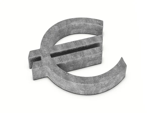 Simbolo Euro Concreto Sfondo Bianco Illustrazione — Foto Stock
