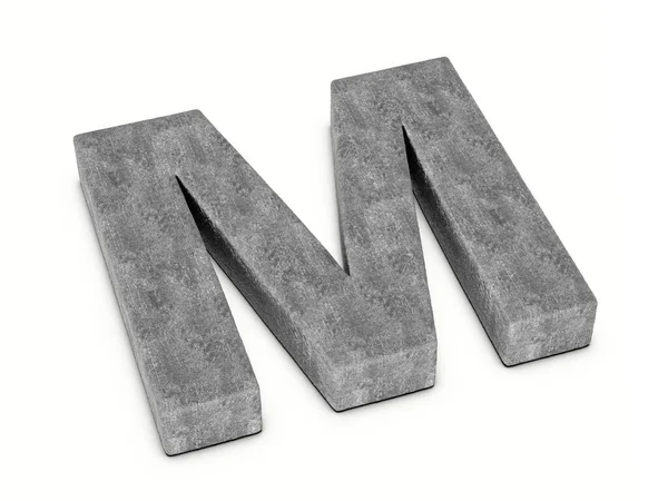 白い背景にコンクリート文字M 3Dイラスト — ストック写真