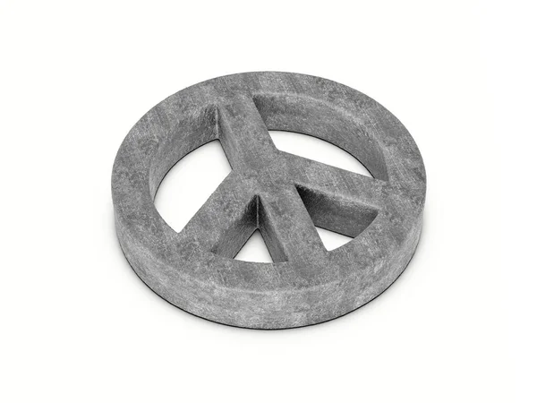 Concrete Peace Symbol White Background Illustration — Stock Photo, Image