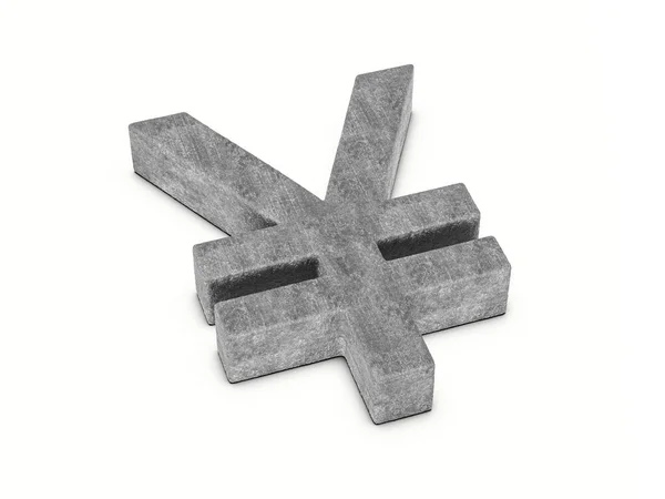 Concrete Yen Symbol White Background Illustration — Stock Photo, Image