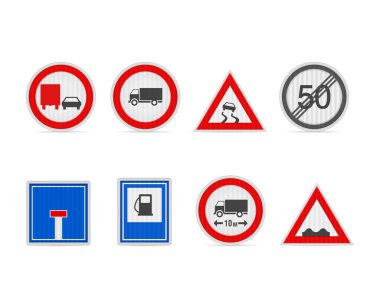 Beyaz arka planda yol tabelası var. Vektör illüstrasyonu.