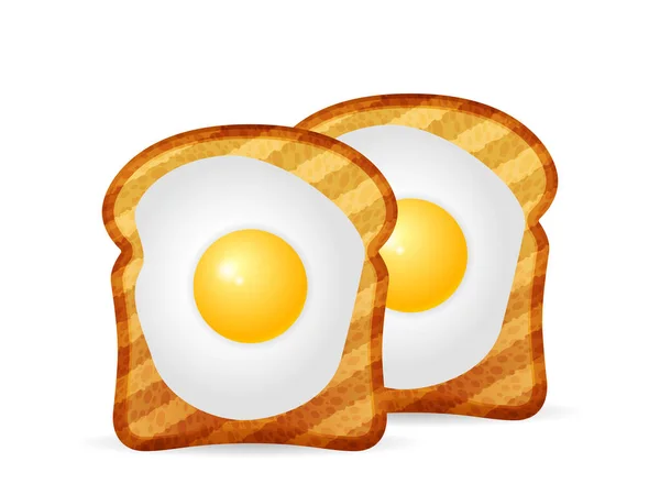 Pan Tostado Con Huevo Sobre Fondo Blanco Ilustración Vectorial — Vector de stock