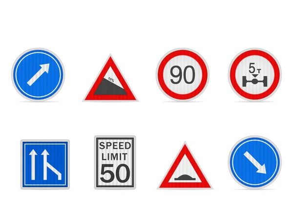 Road Sign Set White Background Vector Illustration — Stockový vektor