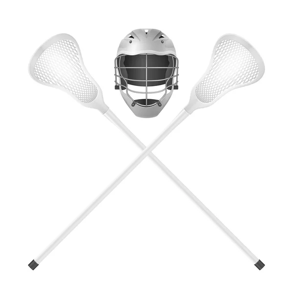 Palos Lacrosse Casco Sobre Fondo Blanco Ilustración Vectorial — Vector de stock