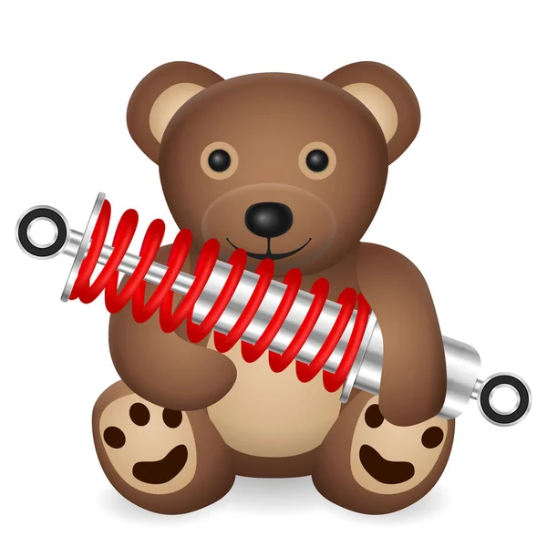 Teddybär Mit Stoßdämpfer Auf Weißem Hintergrund Vektorillustration — Stockvektor