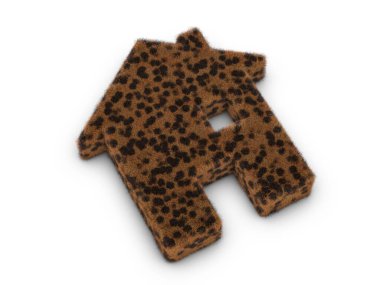 Beyaz arka planda kürk ev sembolü. 3d illüstrasyon.