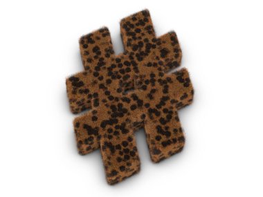 Beyaz arka planda kürk numarası sembolü. 3d illüstrasyon.