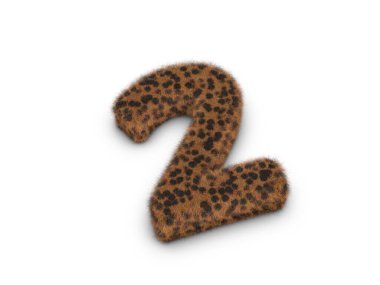 Beyaz arka planda iki numaralı kürk. 3d illüstrasyon.