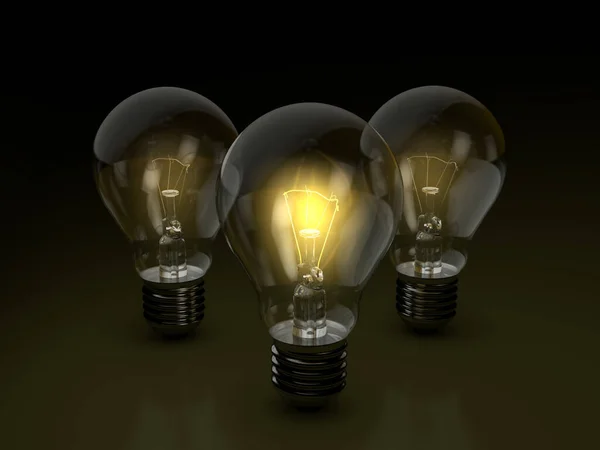 Light Bulbs Black Background Illustration — Stock Photo, Image