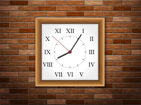 Reloj Sobre Fondo Pared Ladrillo Ilustración Vectorial — Vector de stock