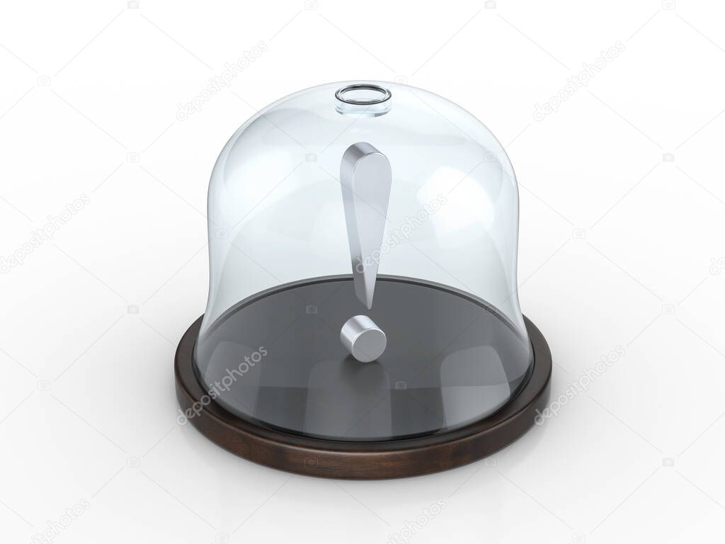 Exclamation mark symbol under the dome on a white background. 3d illustration.