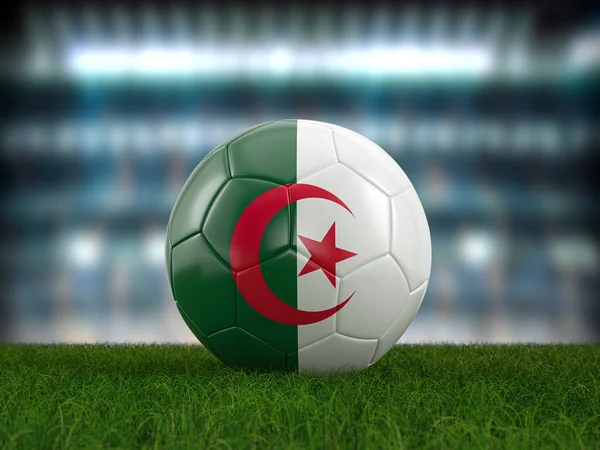 Pallone Calcio Algeria Bandiera Campo Calcio Illustrazione — Foto Stock