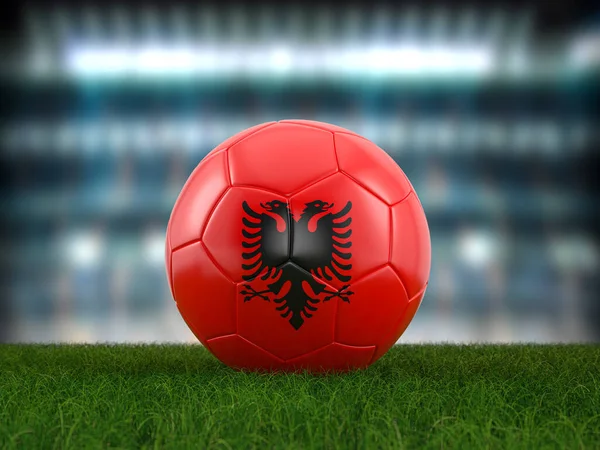 Pallone Calcio Bandiera Albania Campo Calcio Illustrazione — Foto Stock