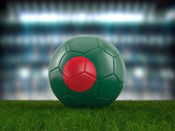 Pallone Calcio Bandiera Bangladesh Campo Calcio Illustrazione — Foto Stock