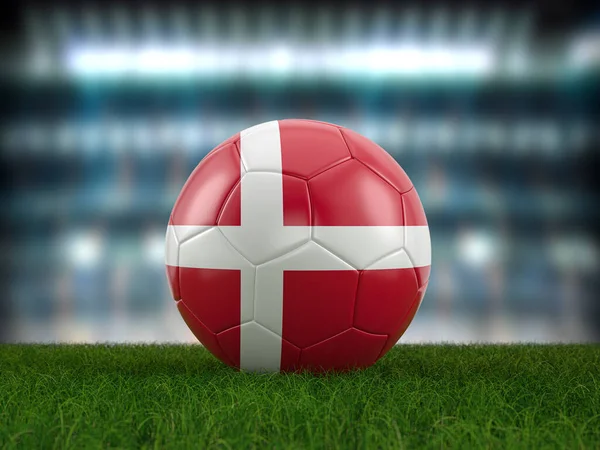 Balón Fútbol Bandera Dinamarca Campo Fútbol Ilustración —  Fotos de Stock