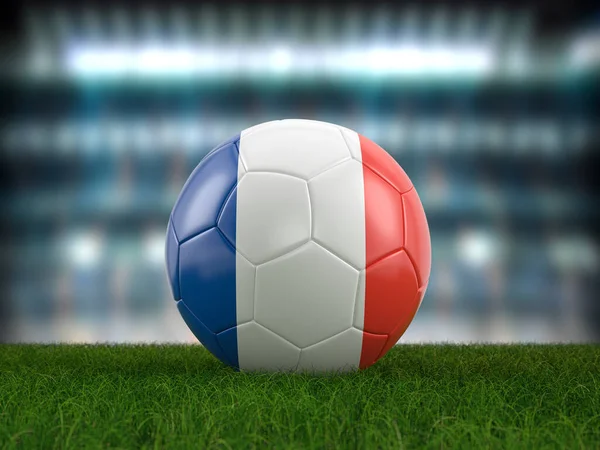 Ballon Football Drapeau France Sur Terrain Football Illustration — Photo