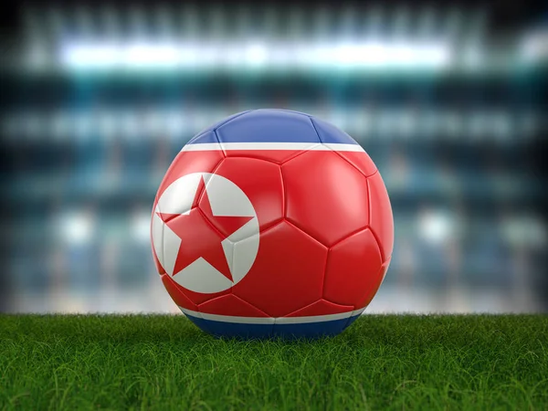 Pallone Calcio Bandiera Della Corea Del Nord Campo Calcio Illustrazione — Foto Stock