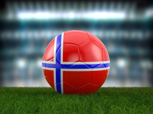 Balón Fútbol Bandera Noruega Campo Fútbol Ilustración —  Fotos de Stock