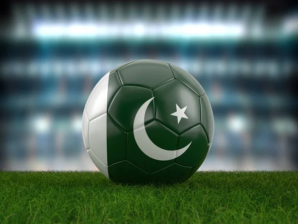 Bola Fútbol Bandera Pakistán Campo Fútbol Ilustración —  Fotos de Stock