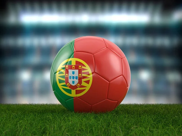 Balón Fútbol Bandera Portugal Campo Fútbol Ilustración —  Fotos de Stock