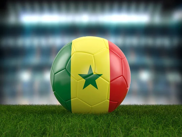 Balón Fútbol Senegal Bandera Campo Fútbol Ilustración —  Fotos de Stock