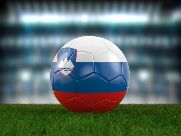 Balón Fútbol Bandera Eslovenia Campo Fútbol Ilustración —  Fotos de Stock