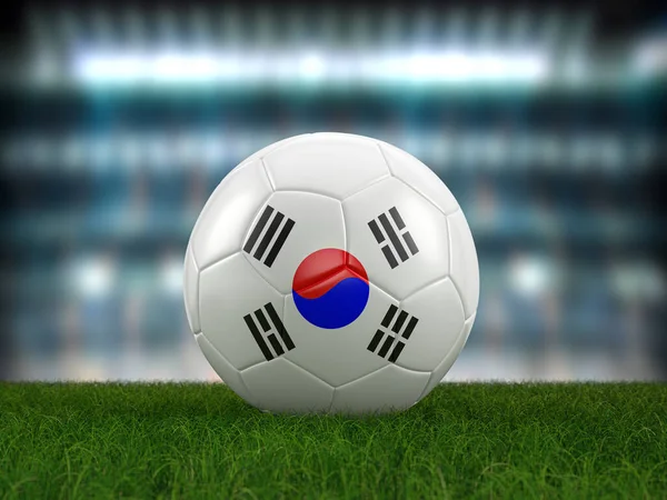 Soccer Ball South Korea Flag Soccer Pitch Illustration — Stock Photo, Image