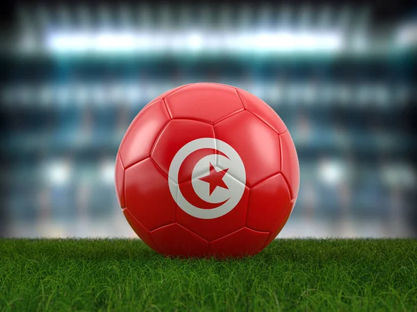 Pallone Calcio Tunisia Bandiera Campo Calcio Illustrazione — Foto Stock