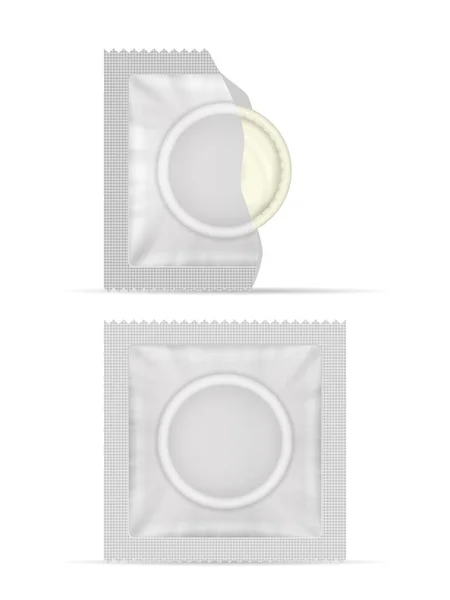 白い背景にコンドームパックをセット ベクターイラスト — ストックベクタ