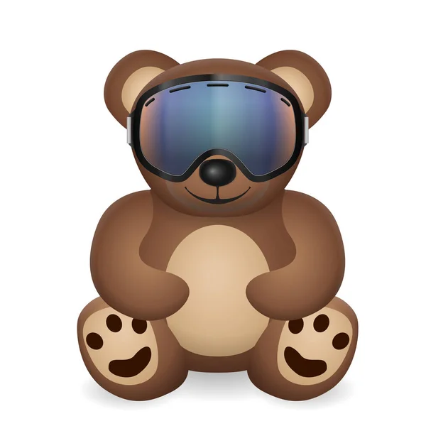 Teddy Bear Ski Goggles White Background Vector Illustration — Stock Vector