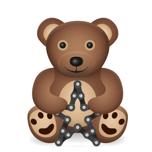 Teddy Bear Star Chain White Background Vector Illustration —  Vetores de Stock