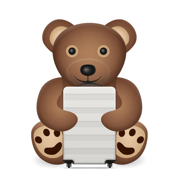 Teddy Bear Suitcase White Background Vector Illustration — Stock Vector