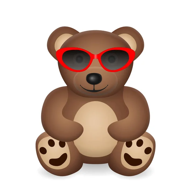 Teddy Bear Sunglasses White Background Vector Illustration — Stock vektor