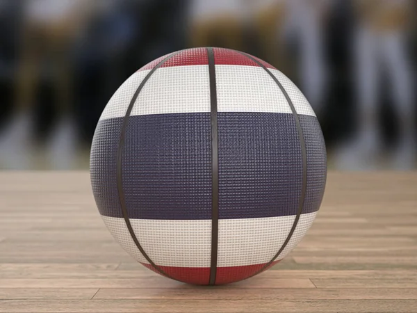 Basketball Ball Thailand Flag Wooden Floor Illustration — Photo