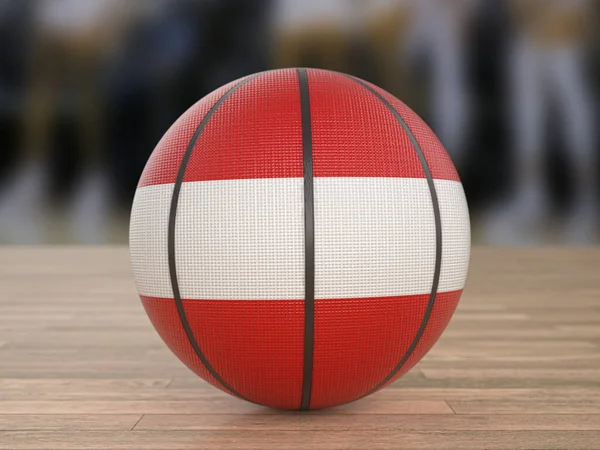 Баскетбольный Мяч Австрия Флаг Деревянном Полу Иллюстрация — стоковое фото