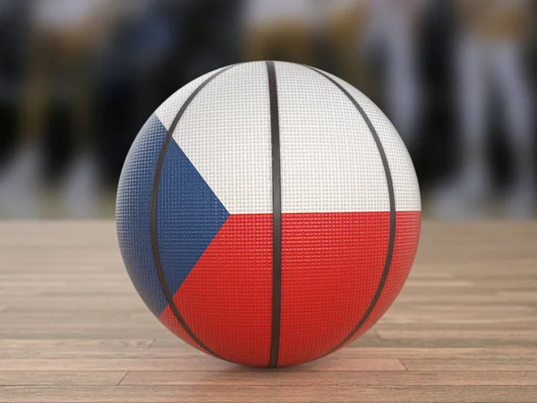 Basketball Ball Czech Republic Flag Wooden Floor Illustration — Foto Stock