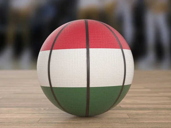 Basketball Ball Hungary Flag Wooden Floor Illustration — Photo