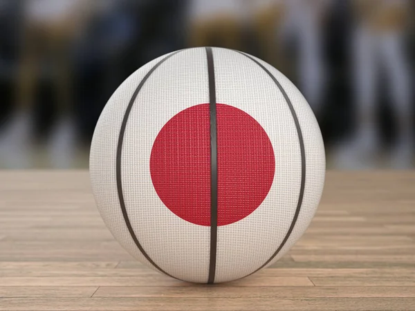 Bola Basquete Bandeira Japão Piso Madeira Ilustração — Fotografia de Stock